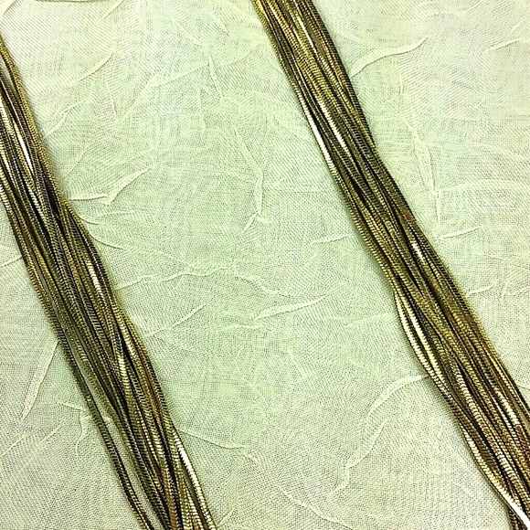 Necklace 34" Multiple Strand Gold Plated Snake Chain Glamorous Mobwife EUC - Picture 3 of 8